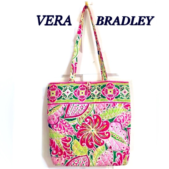 VERA BRADLEY Shoulder Strap TOTE Purse Retired Pinwheel Pink size 14x12 EUC - Picture 11 of 12